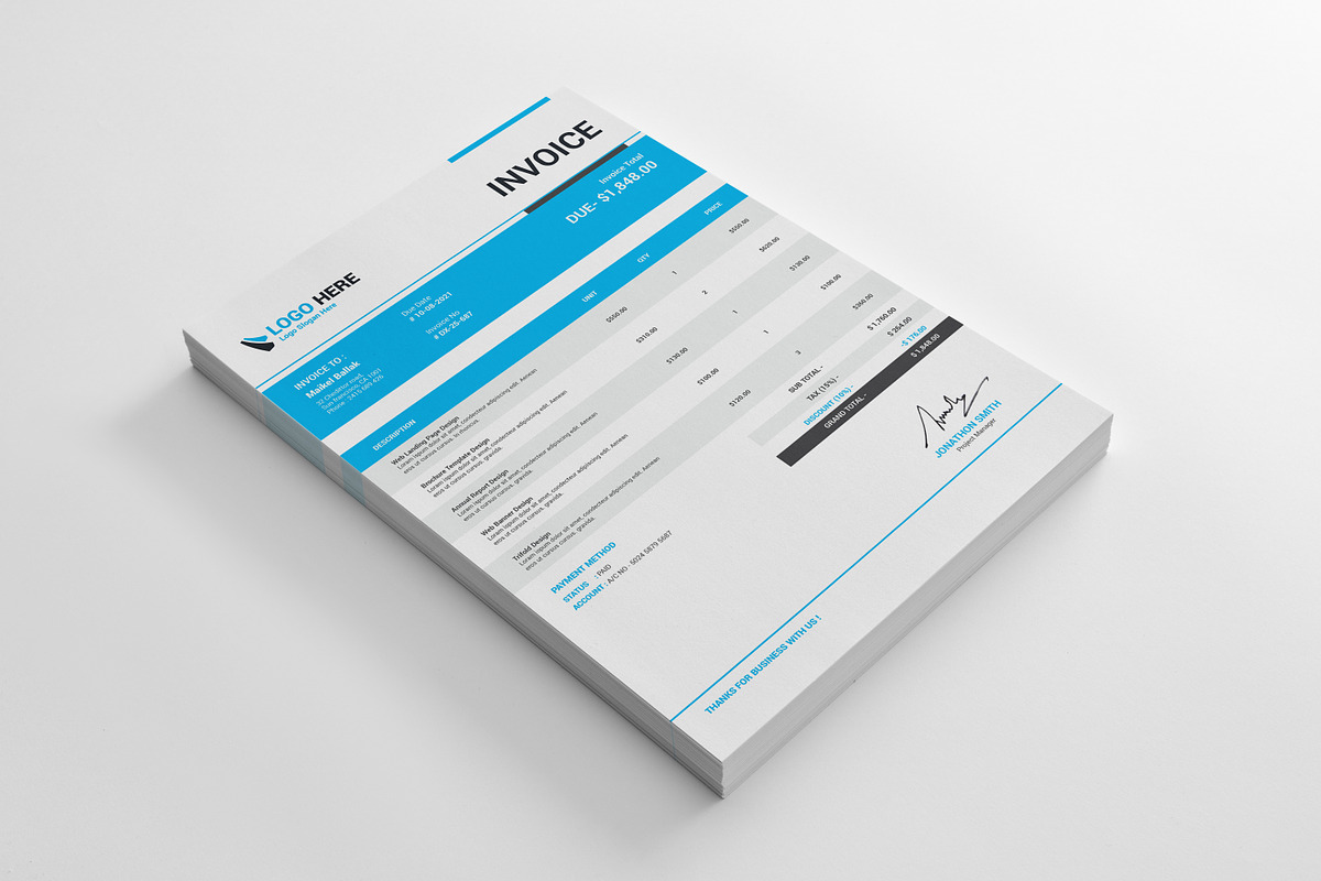 Creative Invoice, a Stationery Template by alimran24 (Photo 6 of 6)