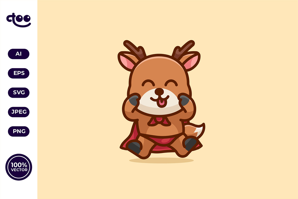 Simple Silly Superhero Deer cartoon, an Animal Illustration by Satisfactoons (Photo 2 of 3)