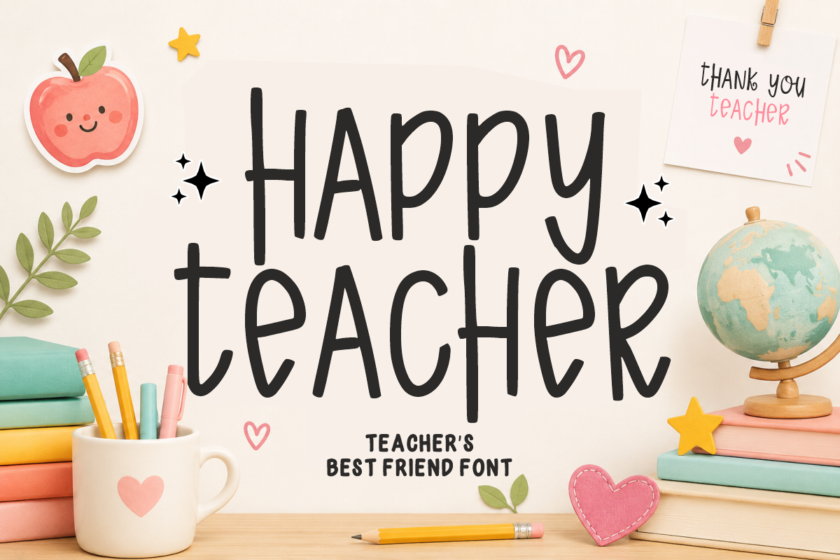 Teacher Treats - Cute Teacher Font, a Handwritten Font by KiddoGlyphs Studio (Photo 3 of 5)
