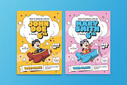 Cartoon Kids Birthday Invitation, a Flyer Template by Aiyari Graphic (Thumbnail 1 of 3)