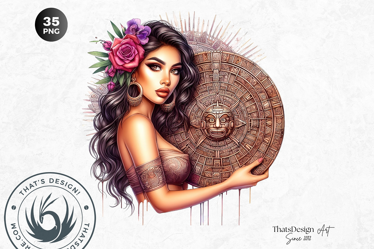 Mexican girls Clipart Set, a Person Illustration by ThatsDesignArt (Photo 4 of 10)