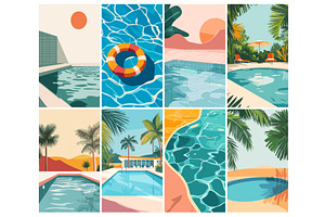 Abstract pool posters. Minimalist, an Object Illustration by Stock-Smart-Start