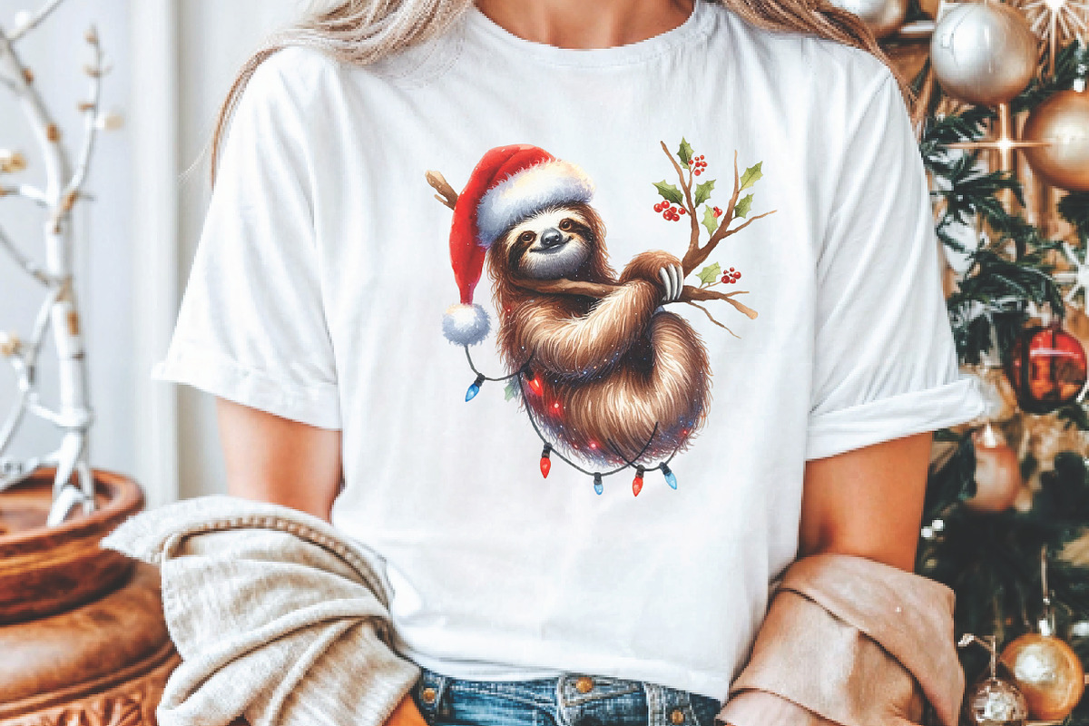 Cute Sloth Christmas Clipart PNG, an Illustration by Libby Wishes (Photo 10 of 13)