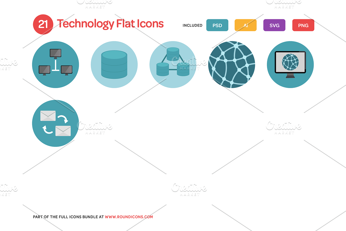 Technology Flat Icons Set preview 3