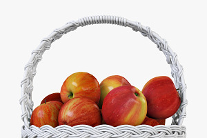 Wicker Basket 04 White With Apples