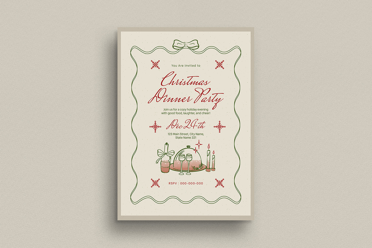 Rustic Christmas Dinner Invitation
