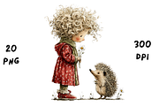 Whimsical Floral Girl & Hedgehog, an Animal Illustration by GiraffeCreative (Thumbnail 8 of 20)