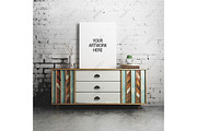 Canvas Poster Mockup Mid Century, a Print Template by positvtplus (Thumbnail 1 of 2)