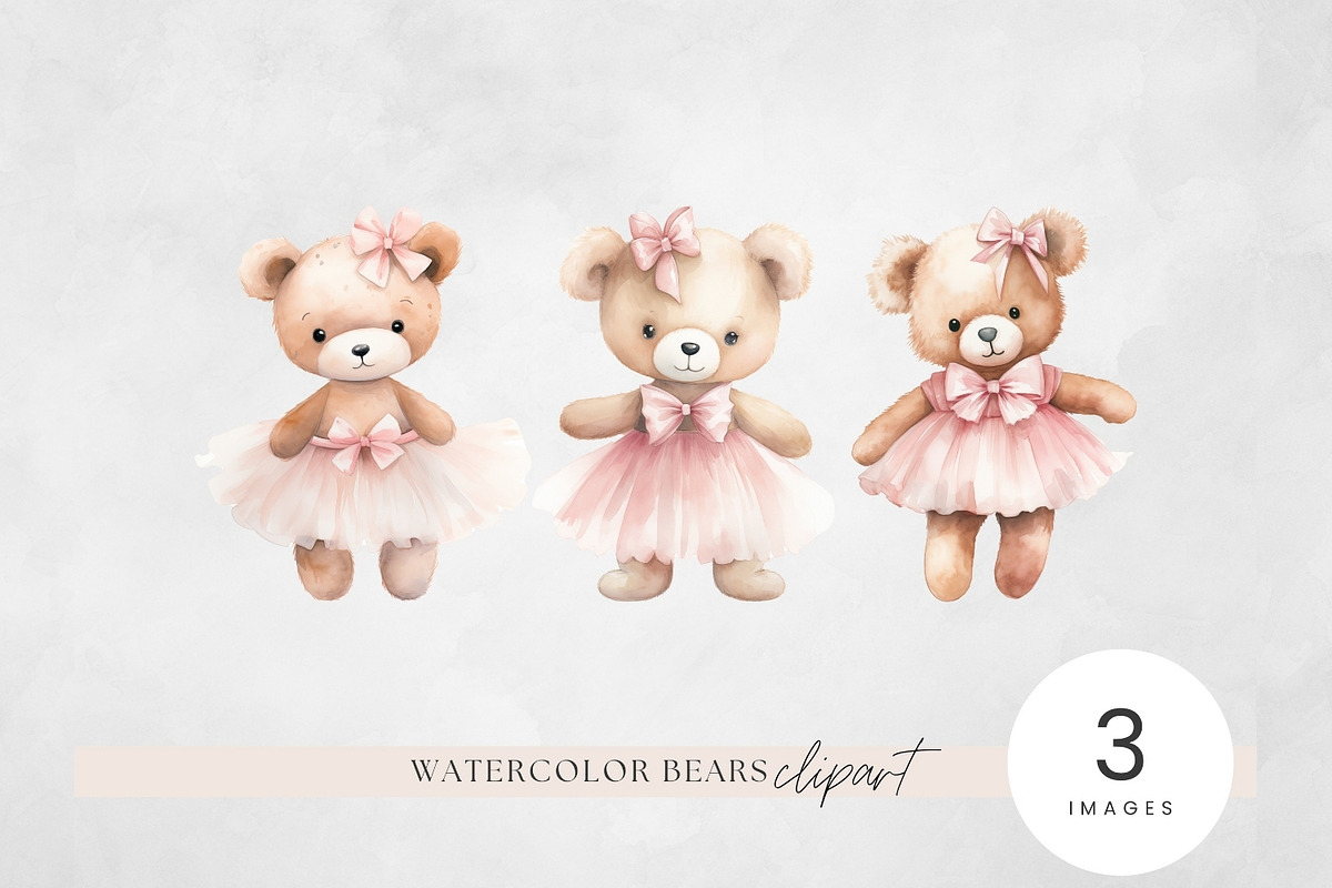 Tutu Bear Watercolor Clipart PNG, an Animal Illustration by illuztrate (Photo 2 of 3)