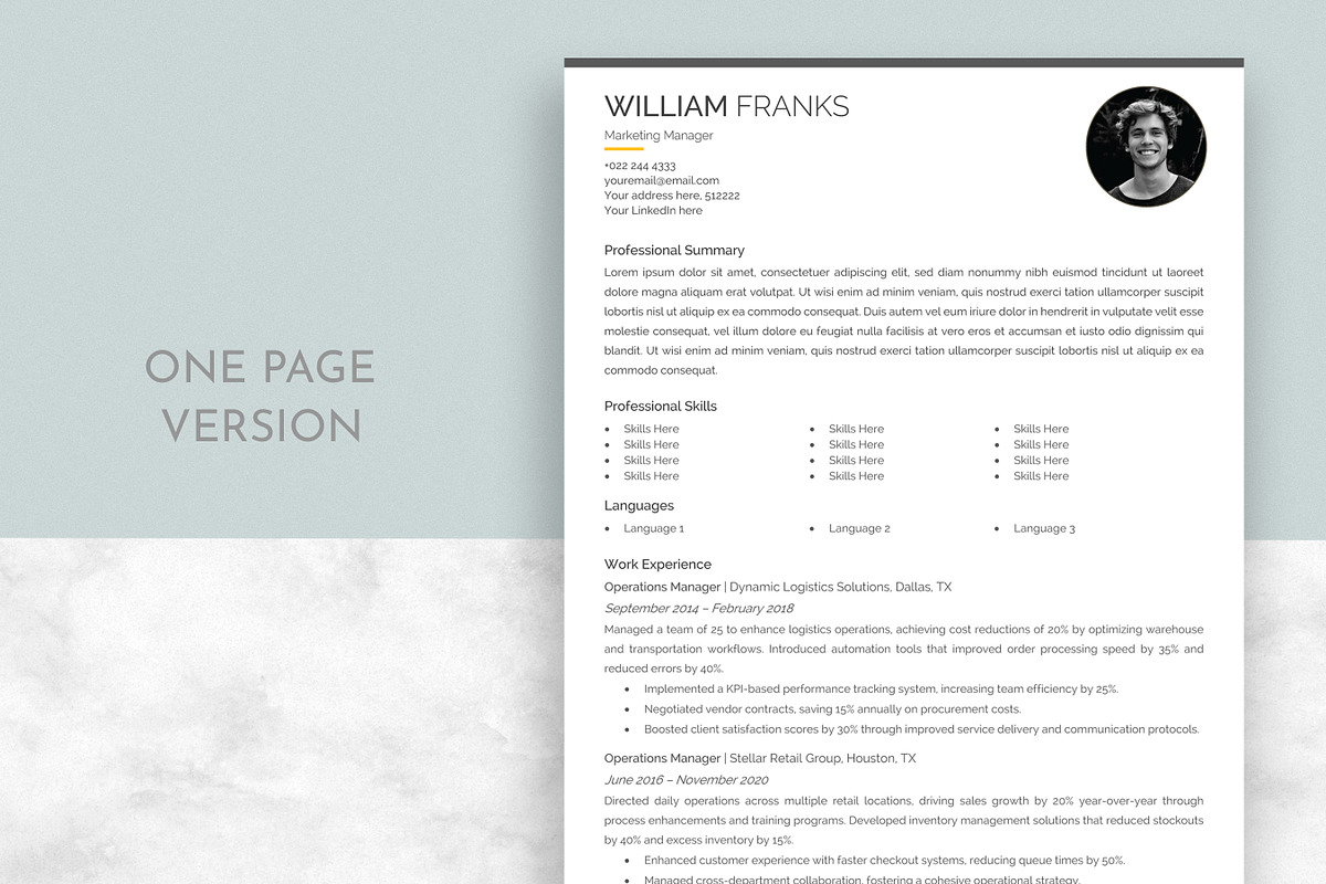 ATS Resume Template, a Resume Template by Anjum Ilyas (Photo 2 of 8)