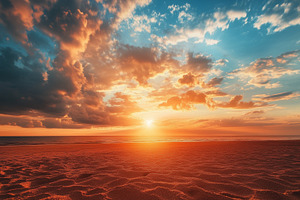 Sunset over the calm beach, a Nature Photo by MistyDay