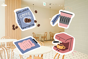 Coffee Shop Hand Drawn Clipart, a Decorative Illustration by Heartwarming Art (Thumbnail 3 of 9)