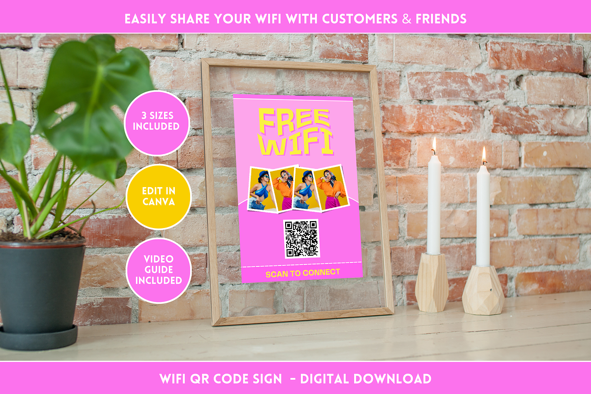 Purple WiFi QR Code Sign, a Flyer Template by SunshineStudioBoutique (Photo 9 of 11)