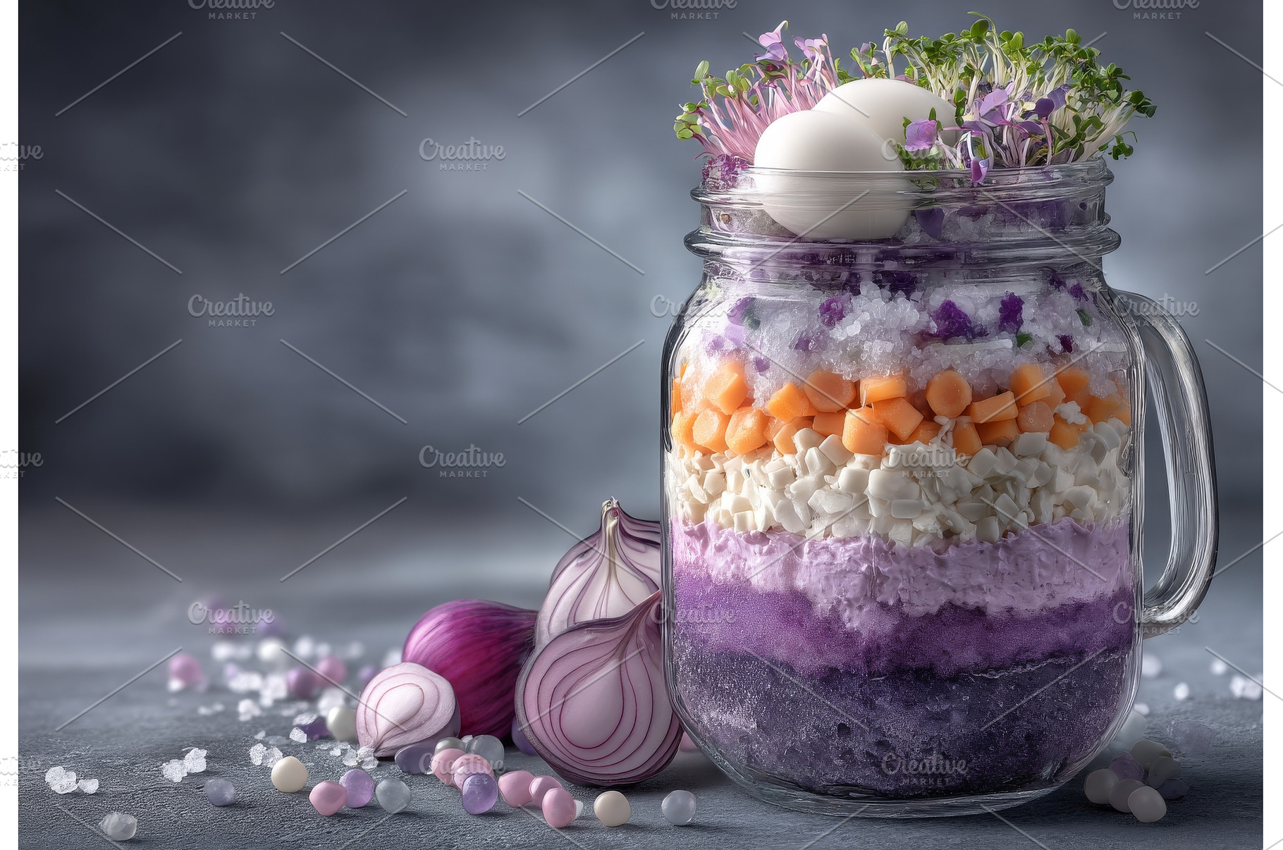 A salad of vegetables in an open jar, a Food & Drink Photo by ZinetroN