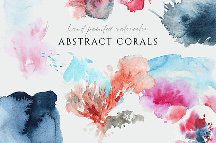 Watercolor Abstract Coral Shapes, an Illustration by Kolorata Art