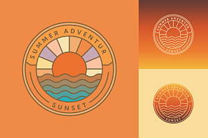 Summer Adventur Sunset Ocean Waves, a Branding & Logo Template by Saba Vector