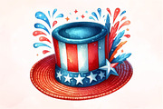 4th of July Hat Watercolor Desing, an Illustration by Designking (Thumbnail 2 of 4)