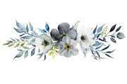 Blue Watercolor Floral Set, an Illustration by balal (Thumbnail 6 of 11)