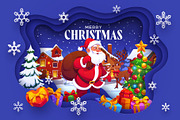 Merry Christmas holidays paper cut, a Seasonal Illustration by Seavector Studio (Thumbnail 3 of 3)
