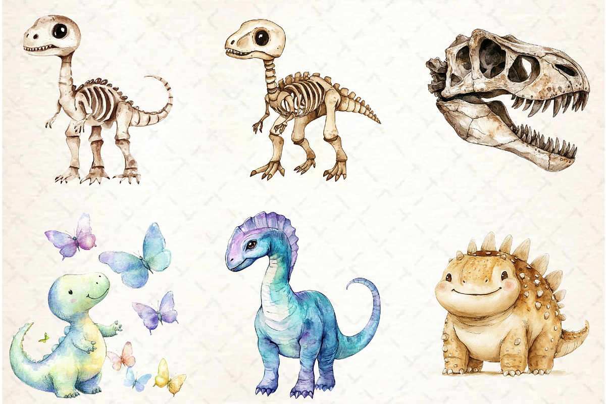 Watercolor Paleontology Dinosaur, an Illustration by Watercolor design (Photo 4 of 4)
