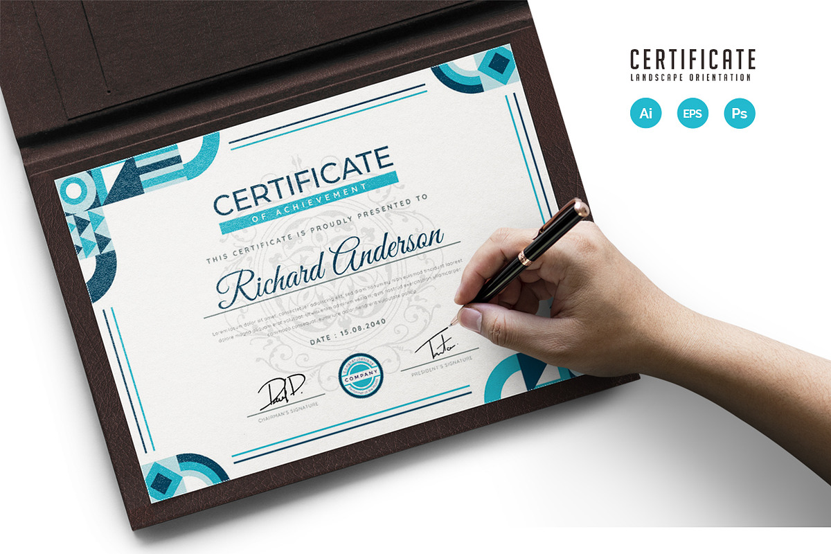 584. Modern Certificate Template, a Stationery Template by CreativeRezwan (Photo 1 of 2)