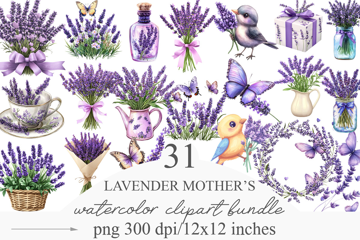 Lavender Mother's Day Clipart, an Illustration by Designking (Photo 1 of 5)