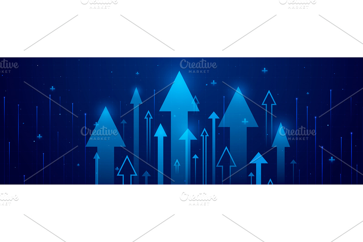 Upward arrows on blue grid, a Finance Illustration by art PVP - market