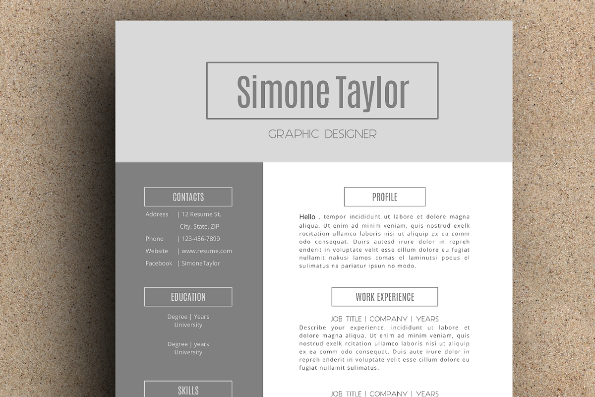 The Simone Resume Pack - Grey, a Resume Template by LeArt (Photo 1 of 4)