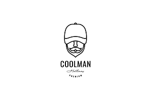 Cool Man Mustache And Hat Line Logo