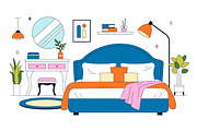 10 Bedroom Vector Illustration, a Decorative Illustration by denayunebgt (Thumbnail 4 of 4)