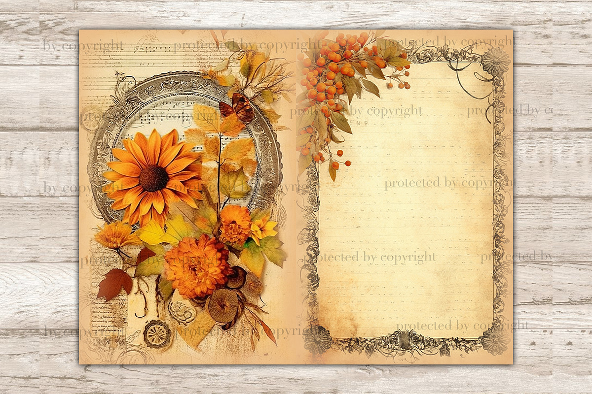 Autumn Junk Journal Pages, a Seasonal Illustration by GlamArtZhanna (Photo 2 of 9)