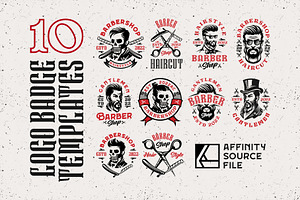 Barbershop Logo Badge Elements