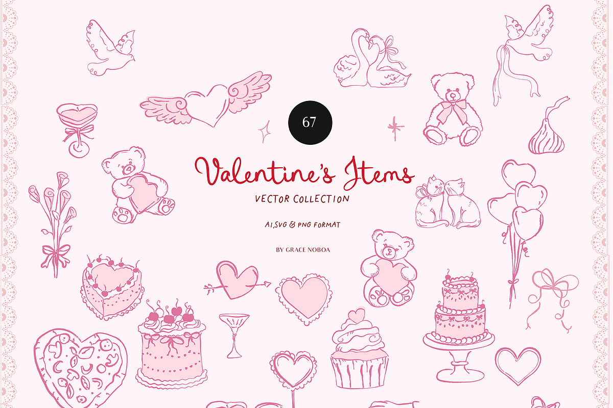 Valentine's day Hand Drawn Line art, an Object Graphic by Grace Noboa Illustrations (Photo 13 of 14)