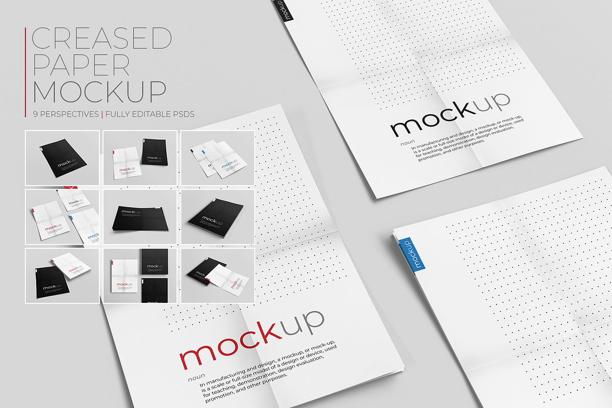 Creased Paper Mockup, a Print Template by KIPET (Photo 1 of 11)