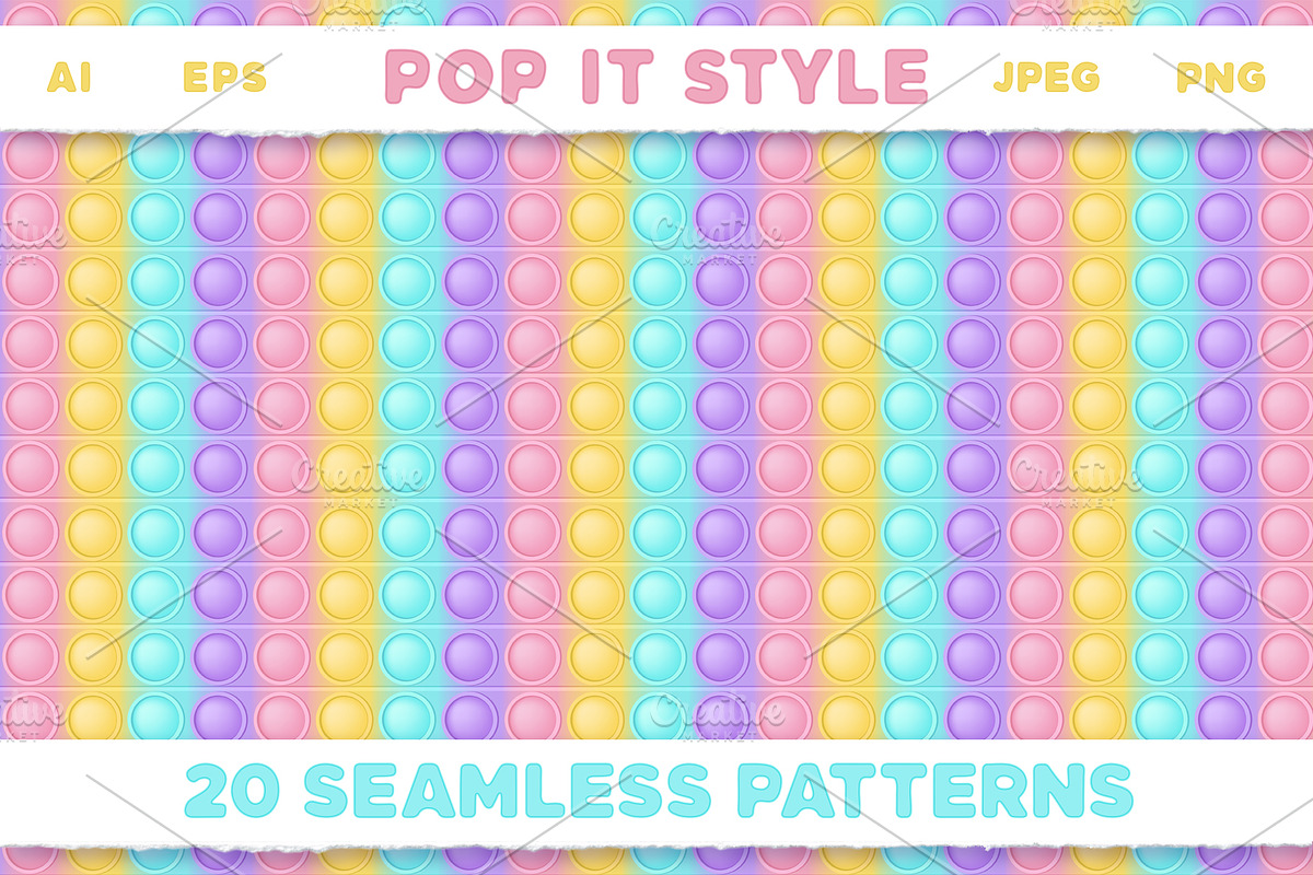 Pop it Fidget Toy Pastel Pattern set, a Pattern Graphic by VectoriyA (Photo 4 of 8)