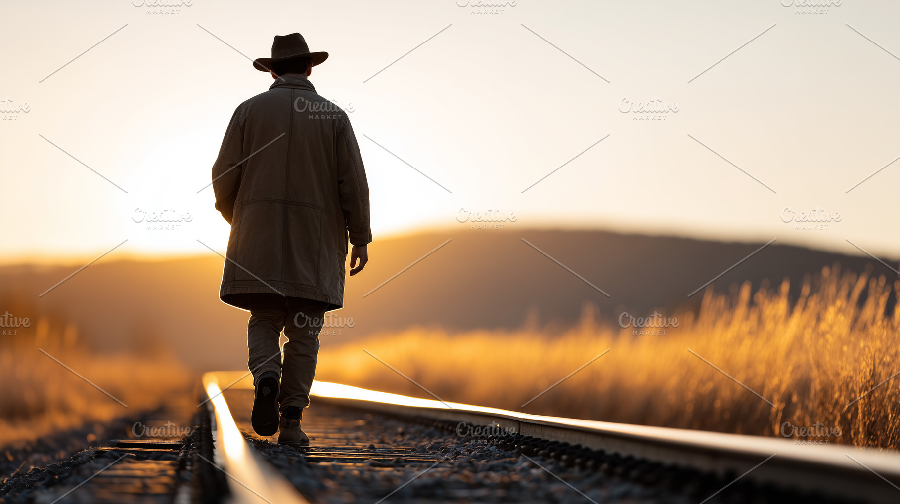 Man in a coat and hat walking along, a Person Photo by MistyDay