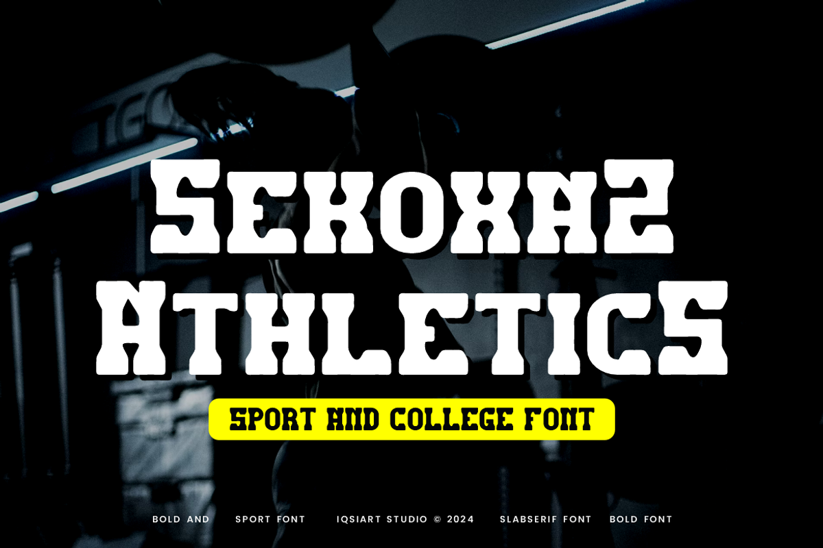 Sekoxaz Athletics - Sport Font, a Slab Serif Font by Iqsiart Studio (Photo 1 of 6)