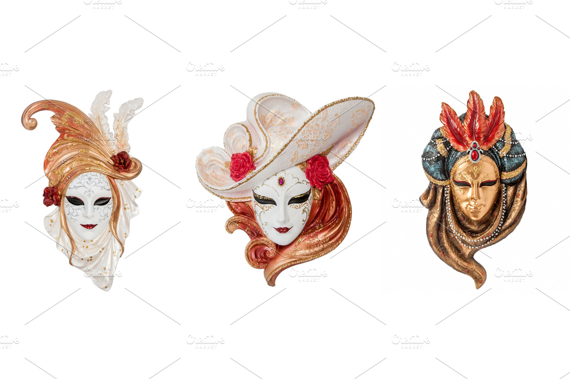Venetian masks for venice carnival featuring closeup, isolated, and italian, an Arts & Entertainment Photo by Sisika