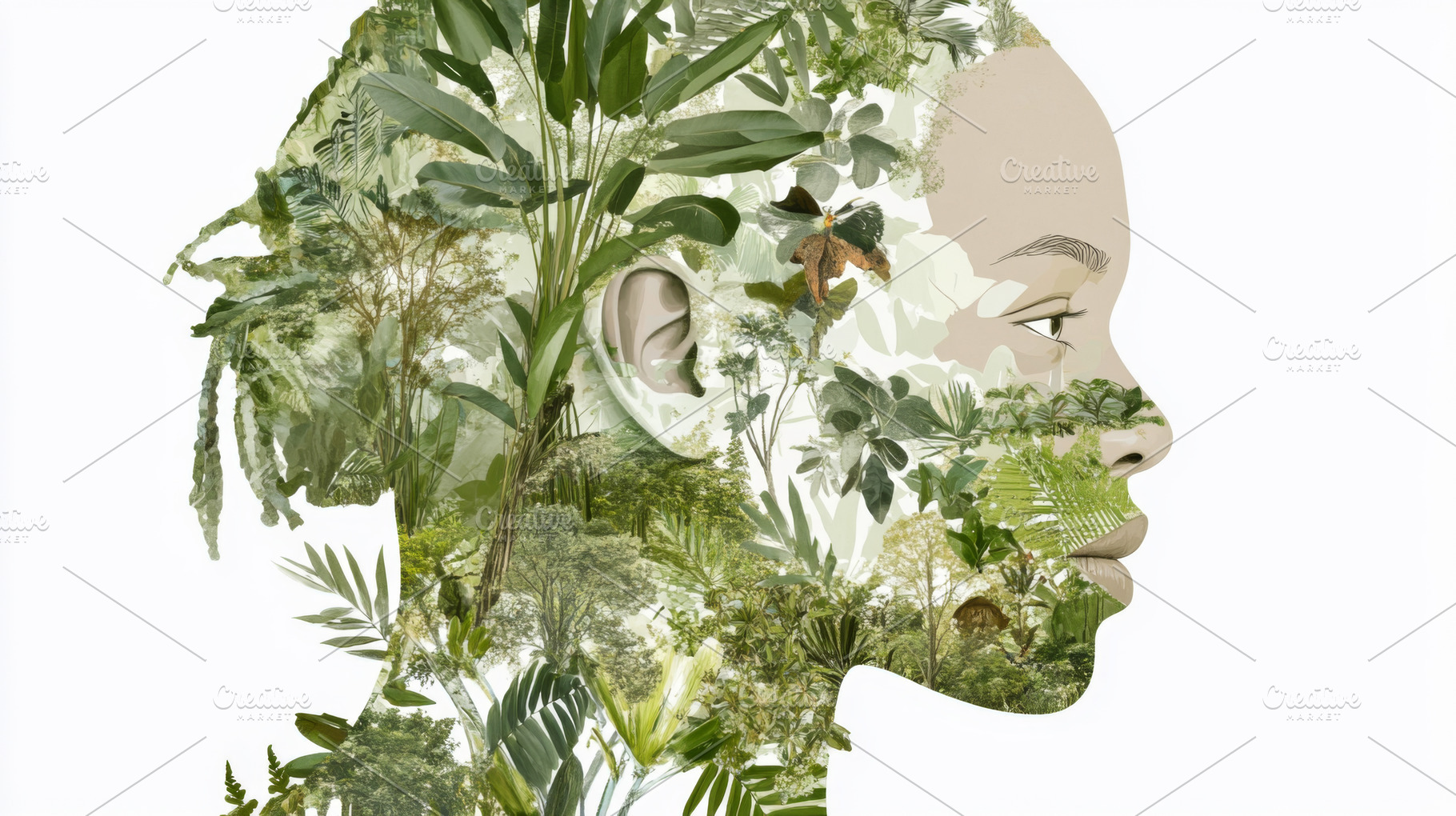 Double exposure of Indigenous female, a Photo by Dvoevnore photos