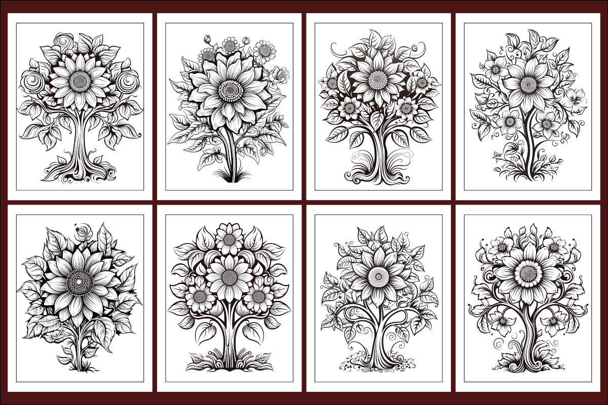 Sun Flower Coloring Pages for Kids, an Object Graphic by protabsorkar11