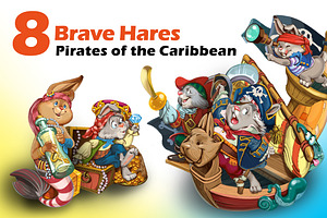 Cartoon hares pirates