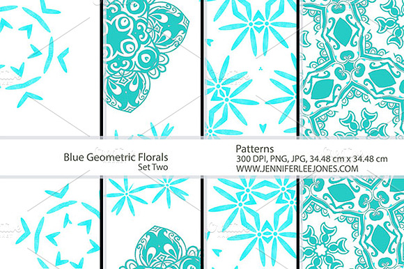 Blue Geometric Florals - Set Two preview 6