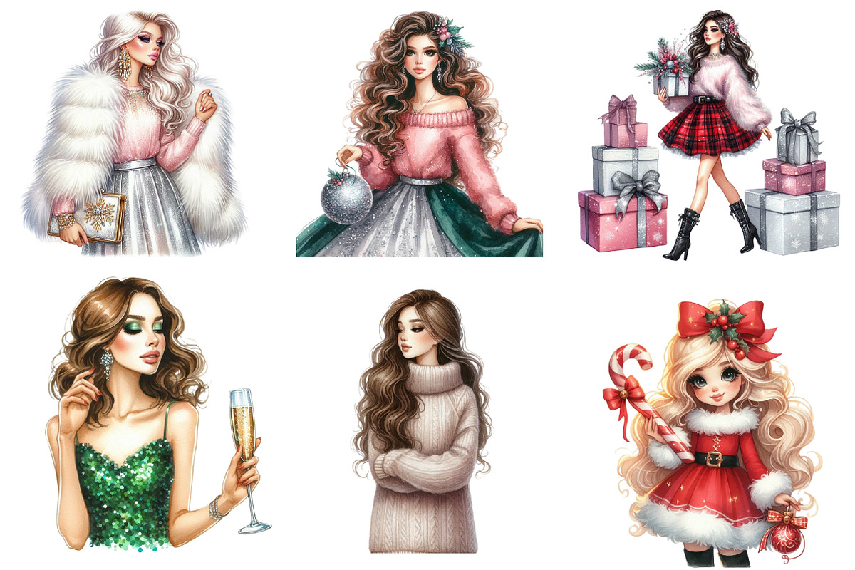 Christmas Fashion Girl Sublimation, an Illustration by CreationArt (Photo 5 of 5)