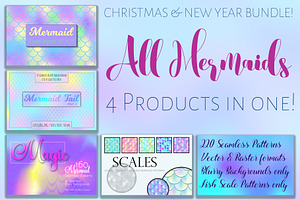 Mermaid Seamless Patterns Bundle
