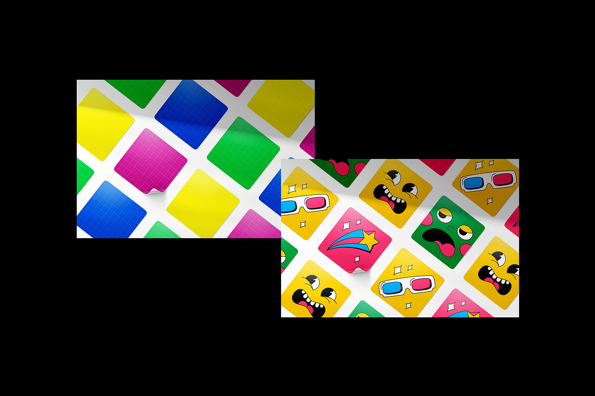 Square Stickers Mockup Set, a Product Mockup by Design Squad (Photo 7 of 7)