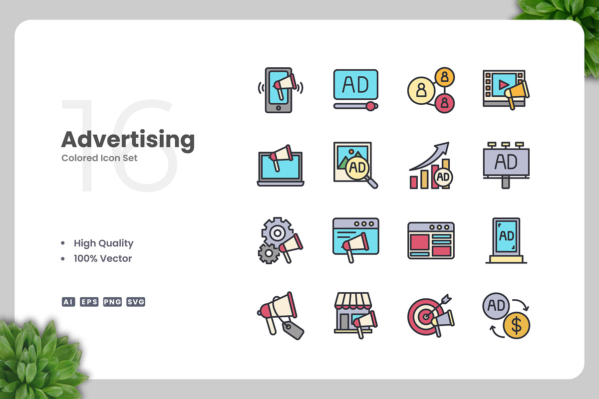 Advertising Colored Icons, an Icon by Upnowgraphic