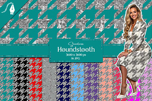 Silver Houndstooth Seamless Patterns