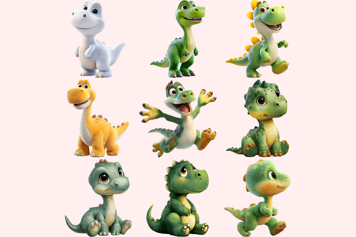 Funny Dinosaur Clipart PNG Bundle, a Graphic by M9 Design (Photo 6 of 9)