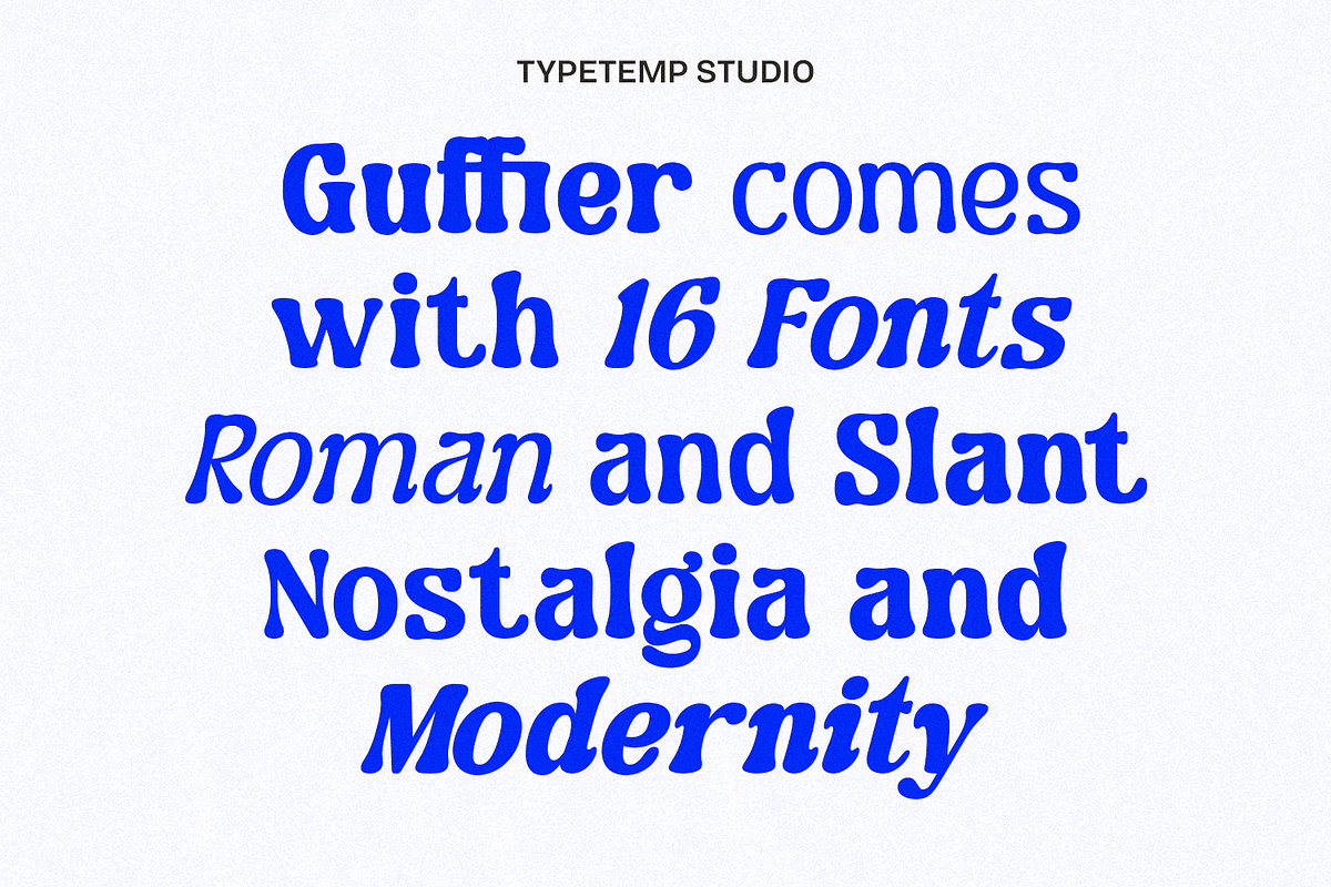 Guffier - Retro Display Typeface, a Serif Font by Typetemp Studio (Photo 2 of 12)