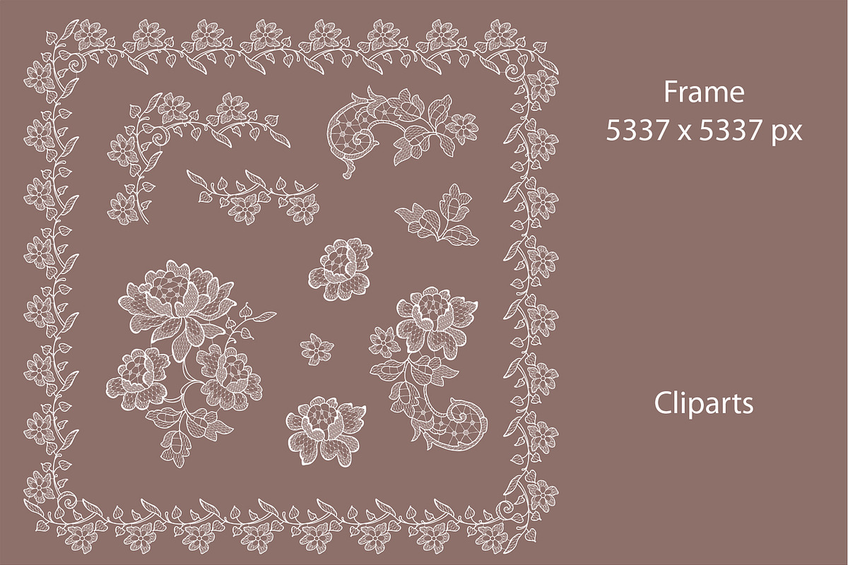 Lace frames, ribbons, cliparts., a Pattern Graphic by Ajuga (Photo 6 of 9)